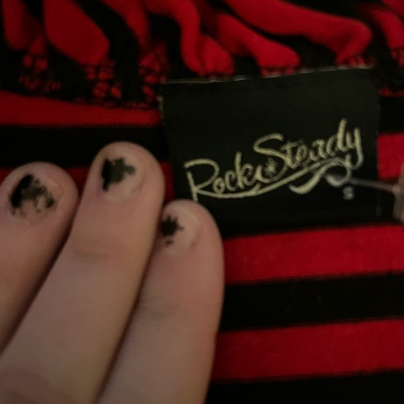 Rock Steady Red and Black Striped Gothabilly Retro Goth Pin up Dress - Picture 2 of 3